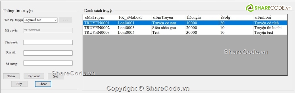 quản lý bán truyện c#,quản lý bán sách  c#,quản lý truyện tranh c#,quản lý sách c#